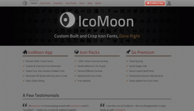 右上にある赤い「IcoMoon App」をクリック